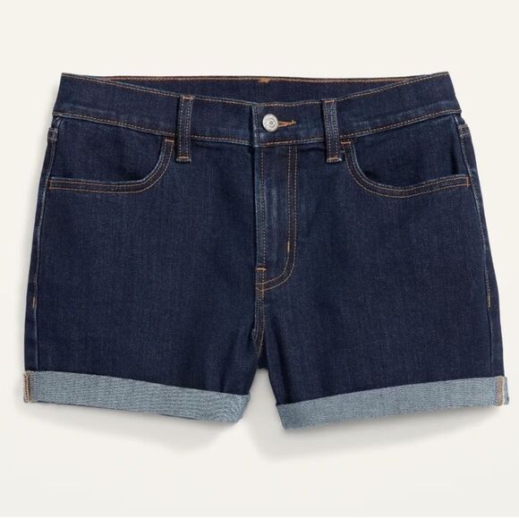 Old Navy Dark Wash Mid Rise WOW Roll Cuff
Cotton Denim Stretch Shorts New - Picture 4 of 16